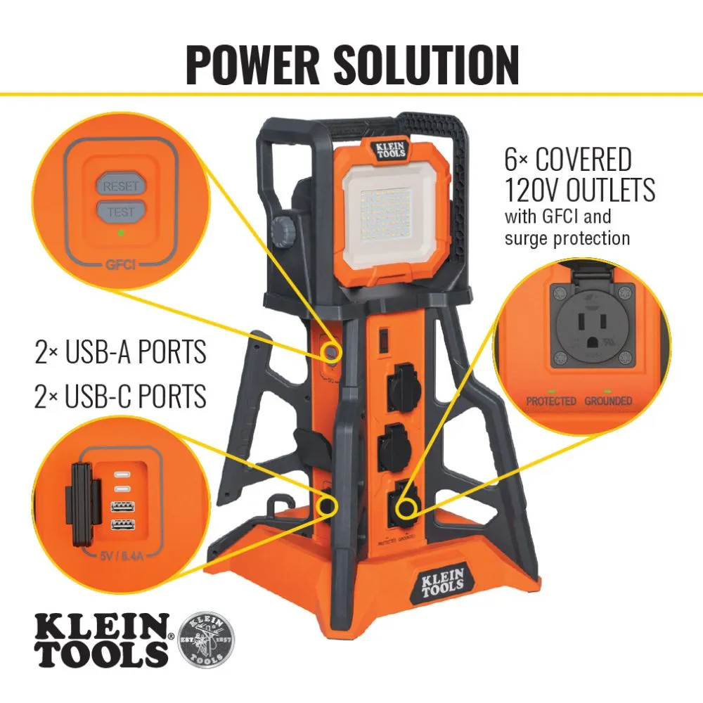 Klein 29610 6-Outlet PowerHub 1 Lighting and Power Solution Surge Protector