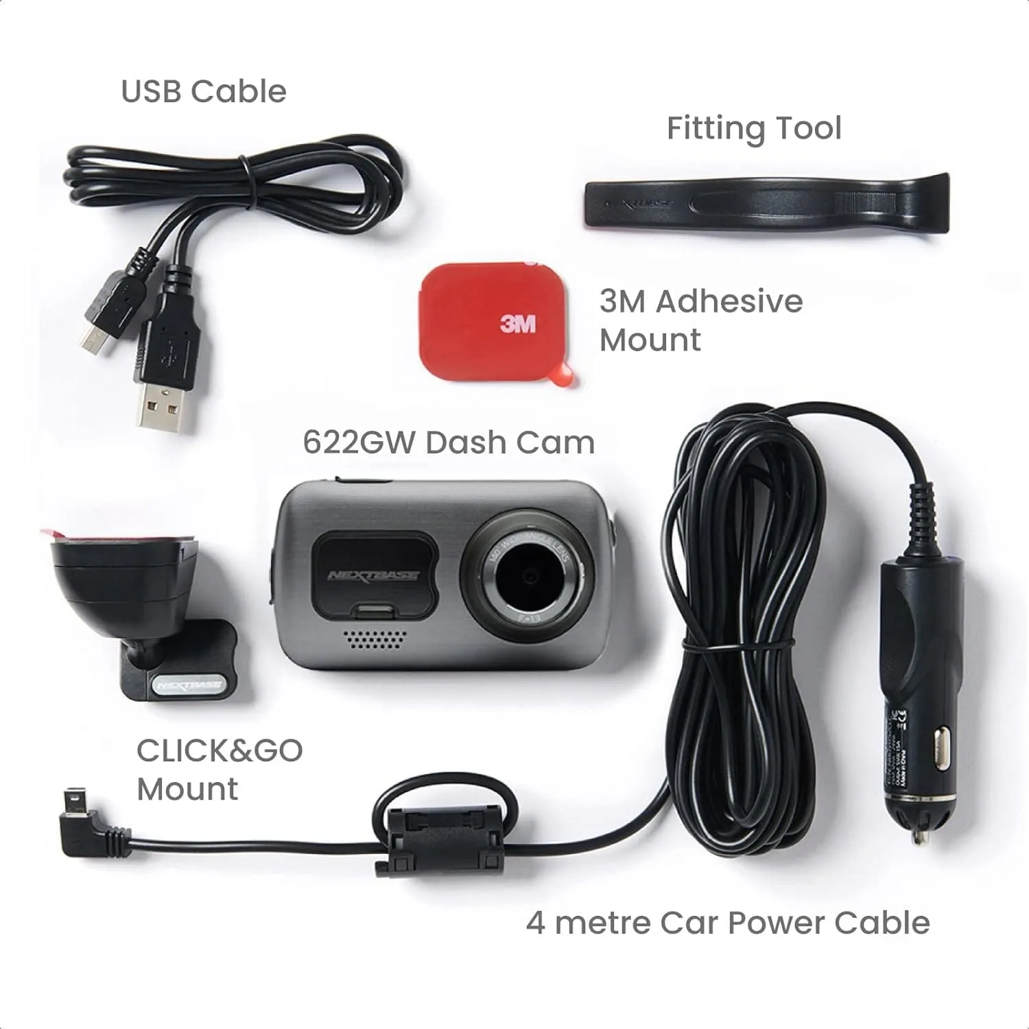 Nextbase 622GW Dash Cam Full 4K/30fps UHD Recording In Car DVR Camera- 140° Front- Wi-Fi, GPS, Bluetooth- Super Slow Motion @ 120fps- Image Stabilisation- Night Vision- Alexa Built-in
