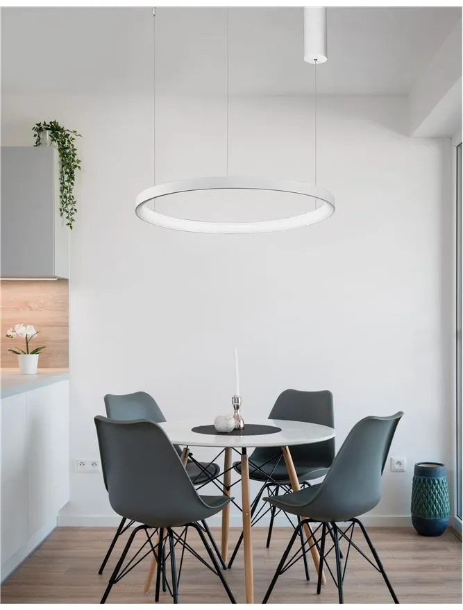 PER Dimmable Sandy White Aluminium & Acrylic Thin Ring Pendant Small - ID 10216