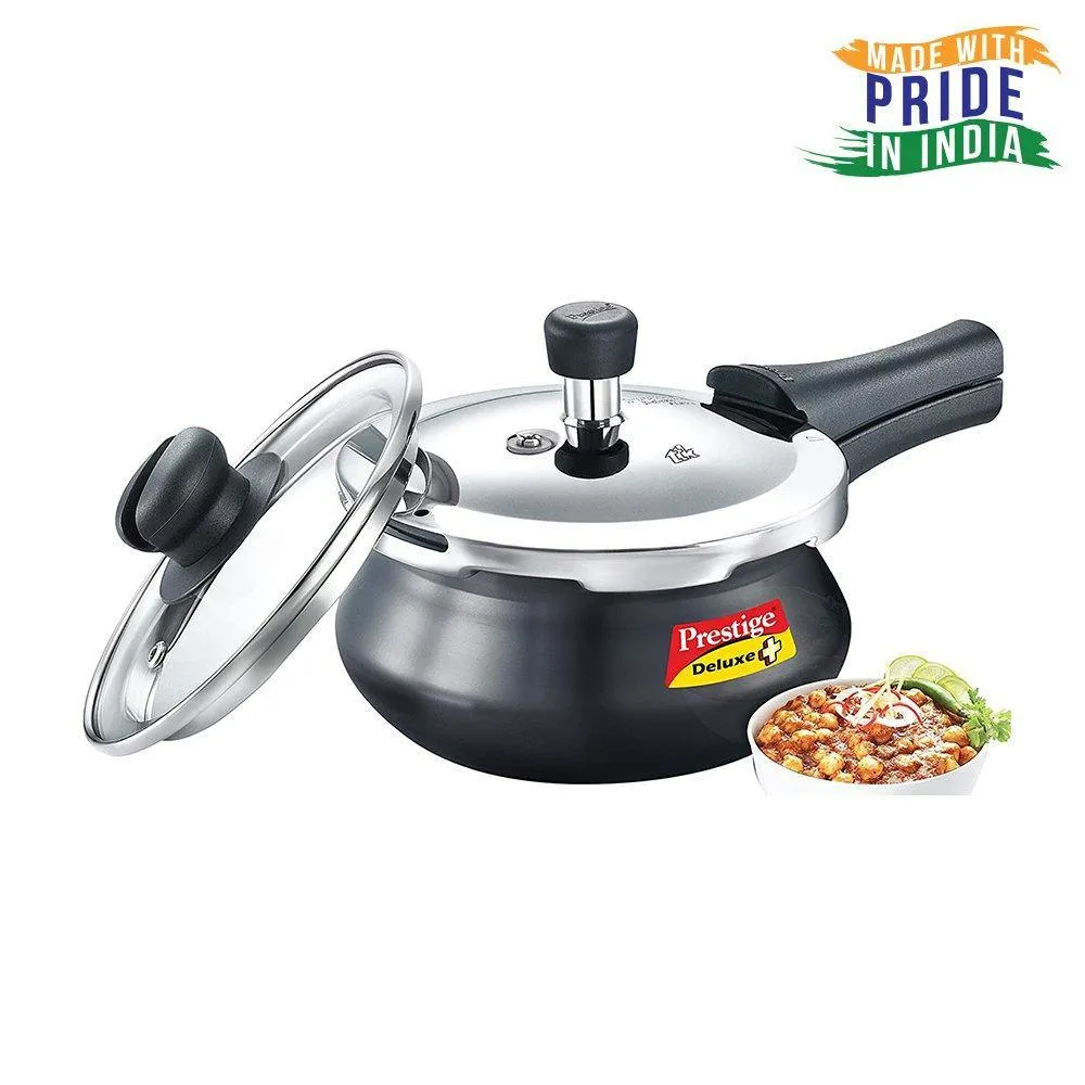 Prestige Deluxe Plus Hard Anodised Duo Handi 2 Litre Cooker with Glass Lid