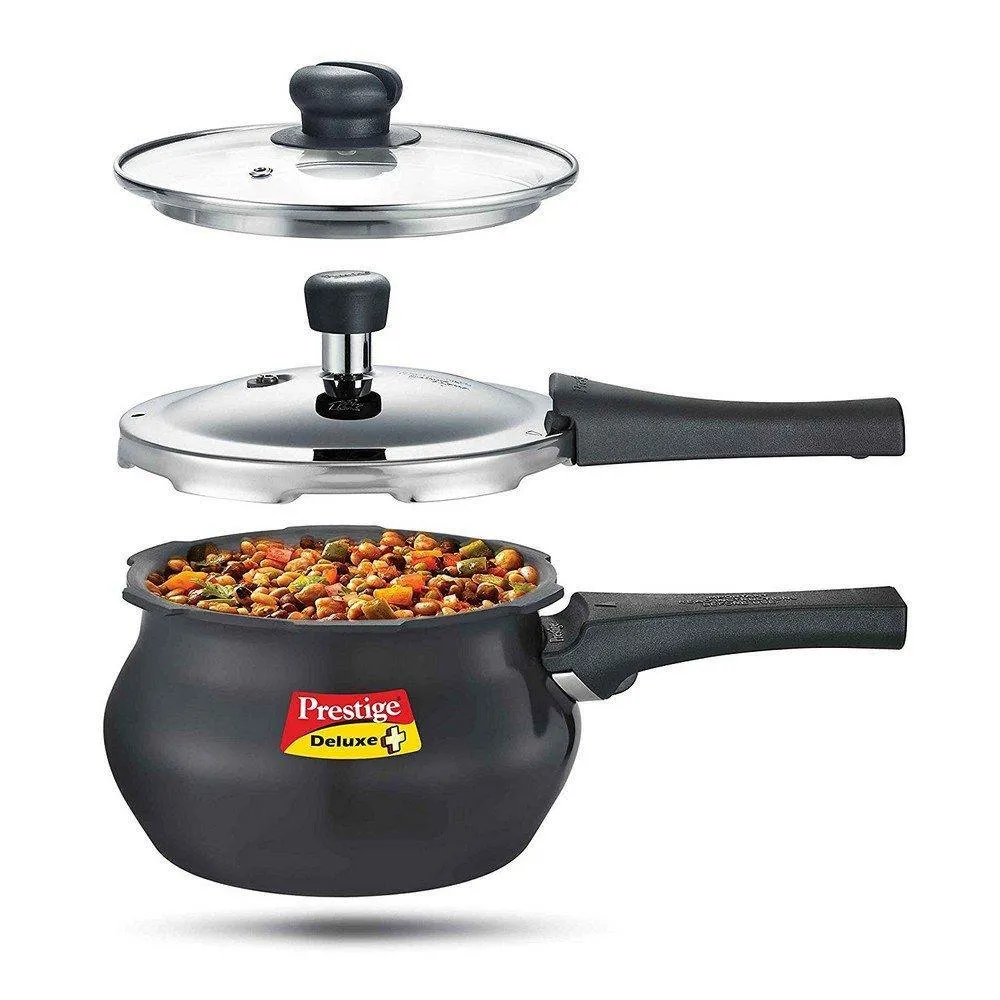 Prestige Deluxe Plus Hard Anodised Duo Handi 2 Litre Cooker with Glass Lid