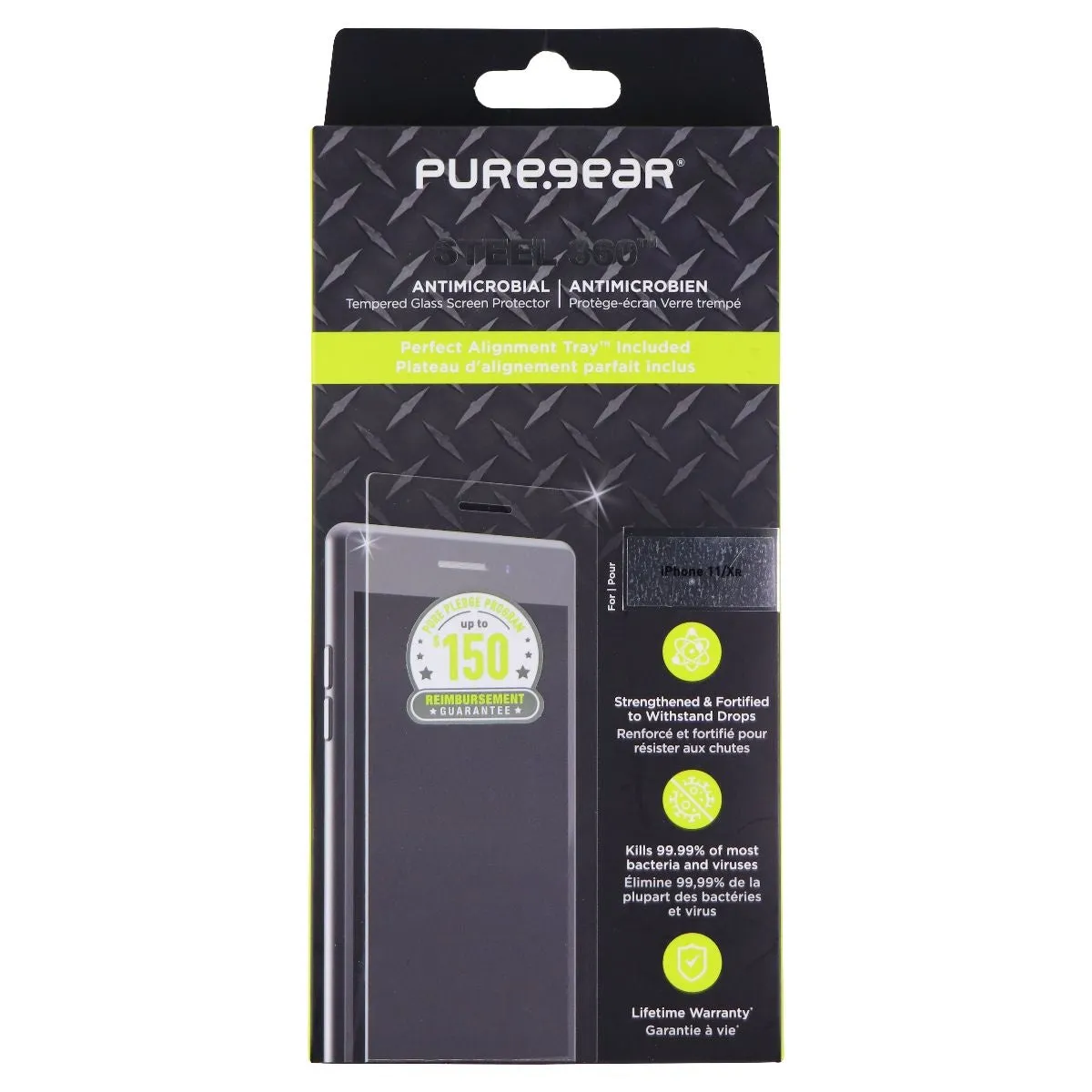 PureGear Steel 360 Tempered Glass Protector for Apple iPhone 11 / iPhone XR