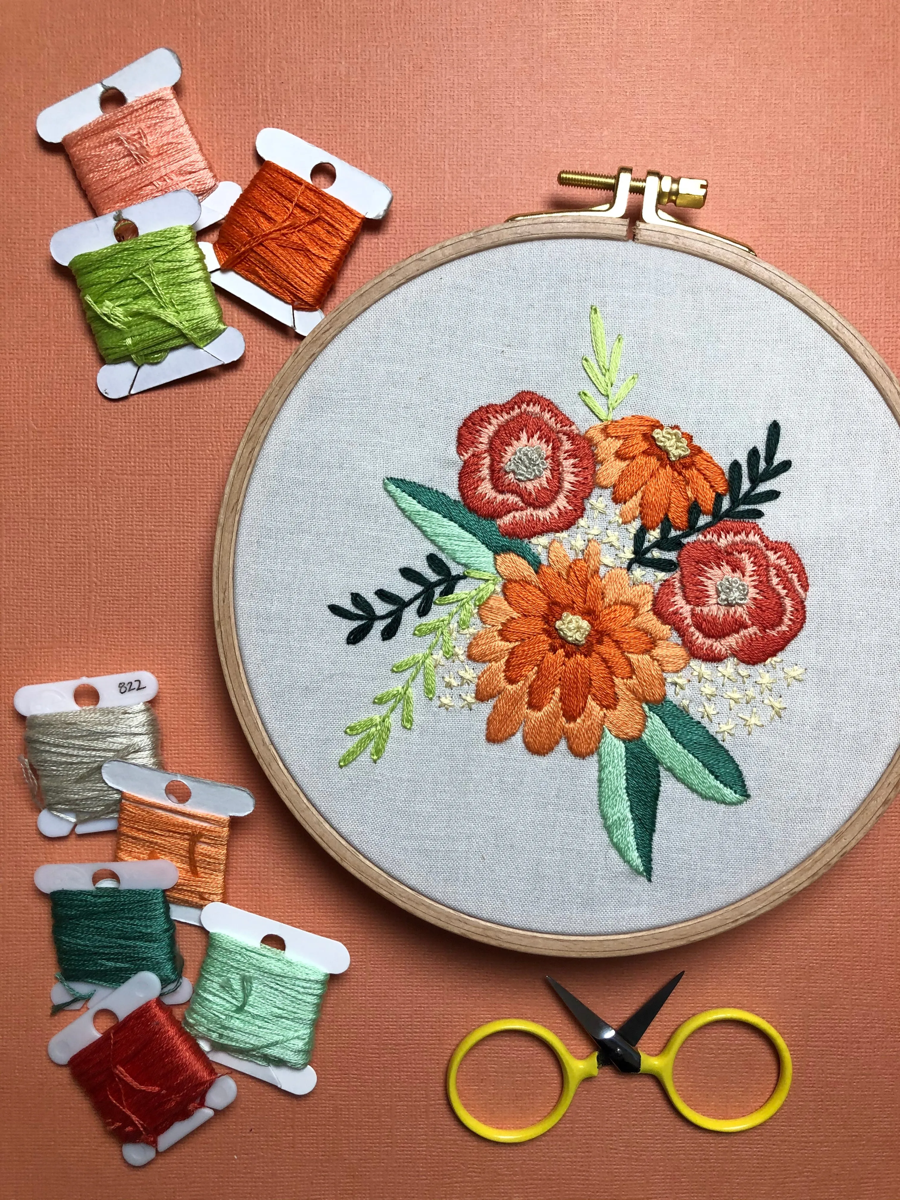 Spring Flowers - Beginner Hand Embroidery Pattern PDF