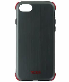 TUMI Protection Hard Shell Case Cover for Apple iPhone 7 - Brushed Gunmetal/Red