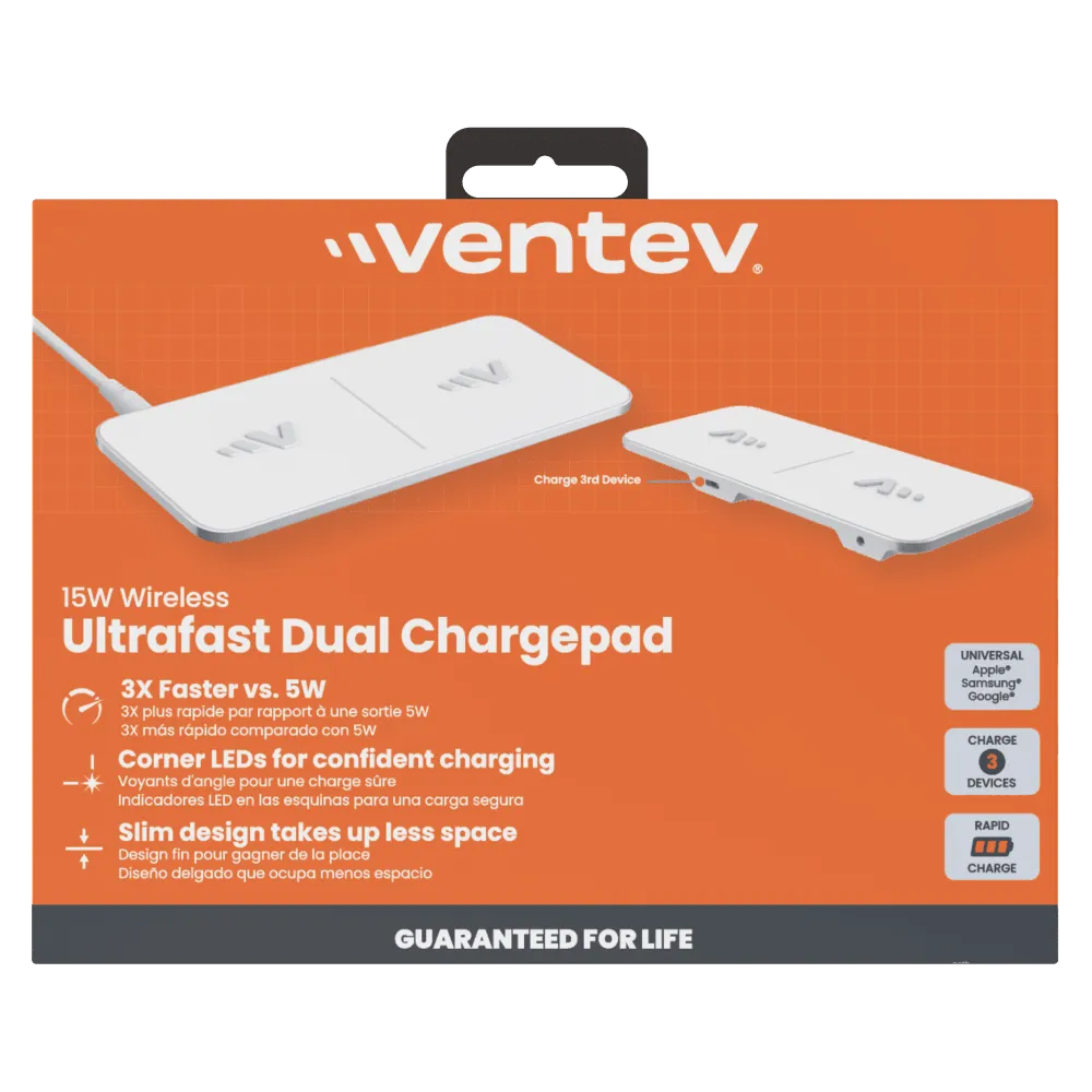 Ventev Dual Wireless Chargepad 15W - White