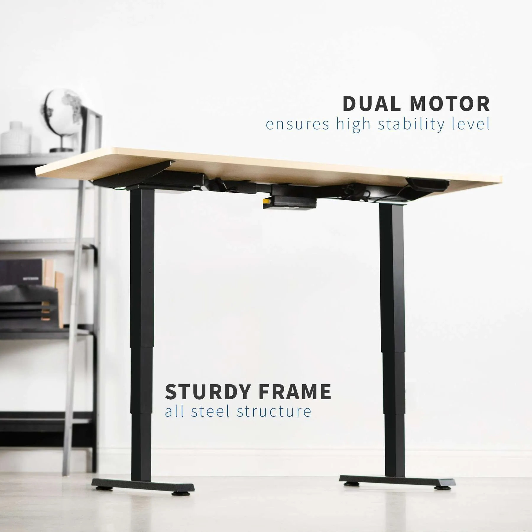 VIVO 39"-64" Electric Dual Motor Desk Frame, DESK-EV02RB/EV02RW