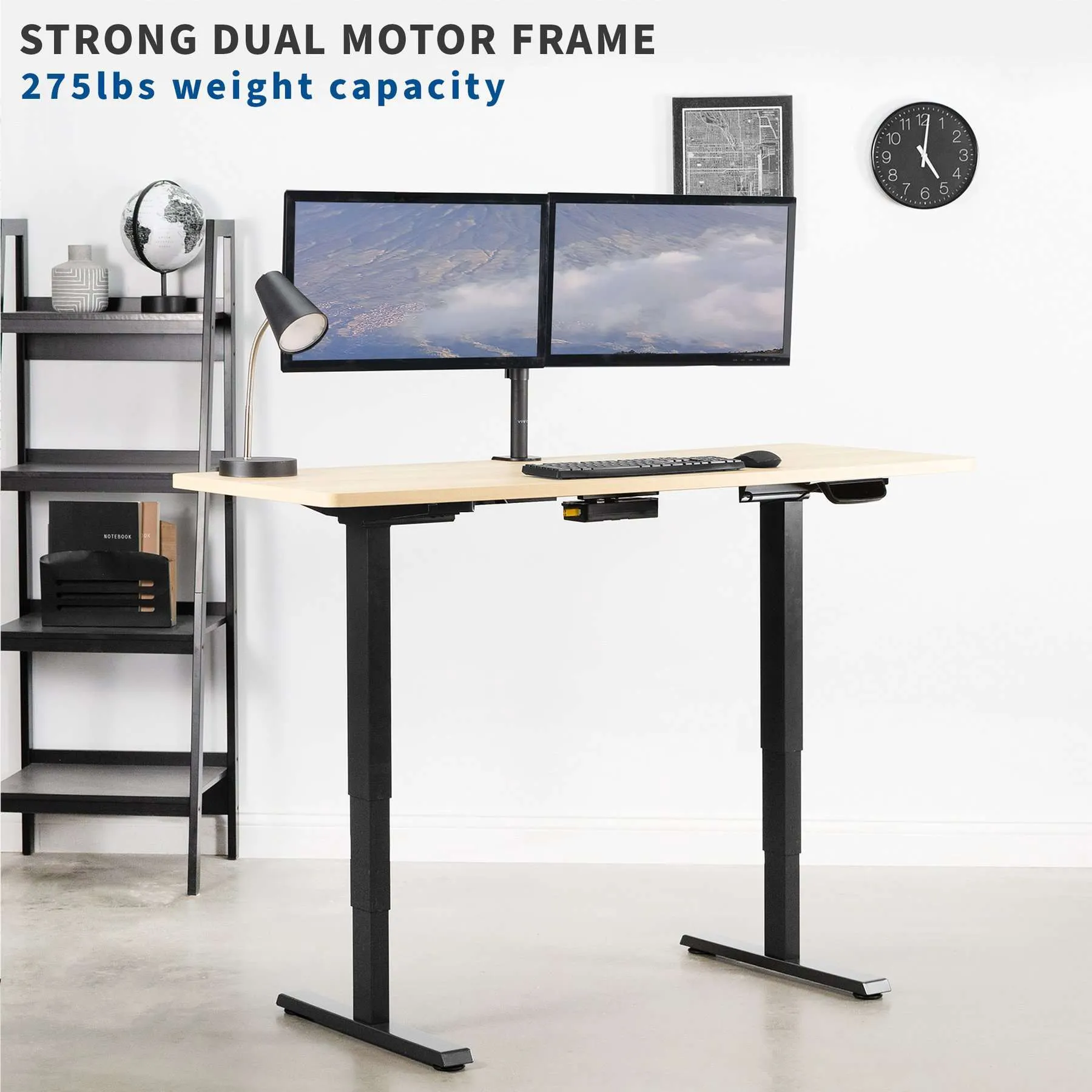 VIVO 39"-64" Electric Dual Motor Desk Frame, DESK-EV02RB/EV02RW